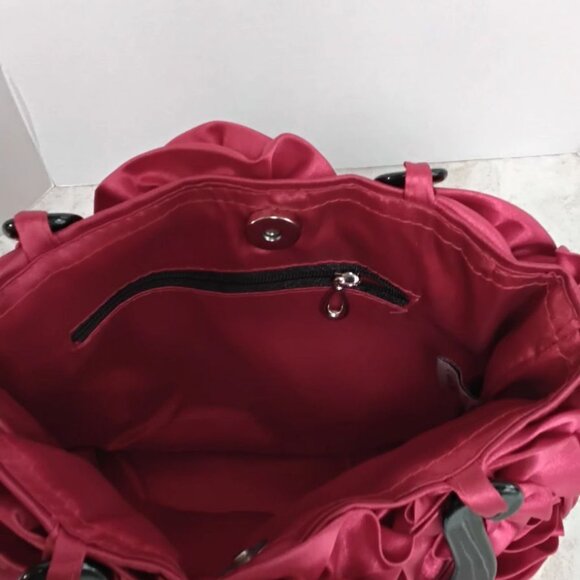 Red Satin Rosette Handbag by Lori Greiner - Picture 6 of 6
